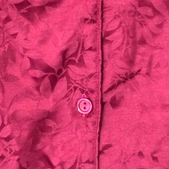 Miss Elaine Wms L Burgundy Jacquard 2 Pc Pajama Set Button Up Top Elegant - Picture 5 of 14